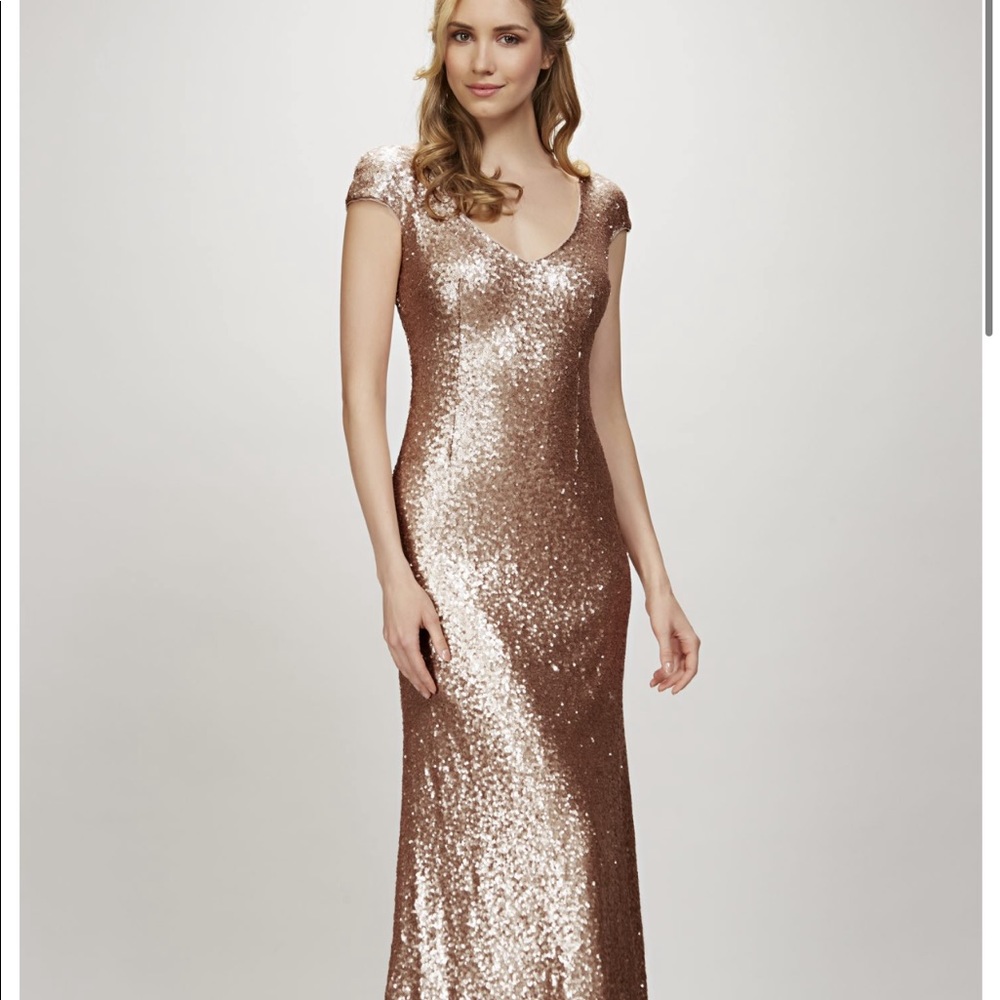 Rose Gold Sequined Bridesmaids Dress